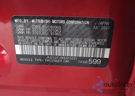 2017 Mitsubishi Lancer Es from USA, damaged, VIN JA32U2FU9HU015201